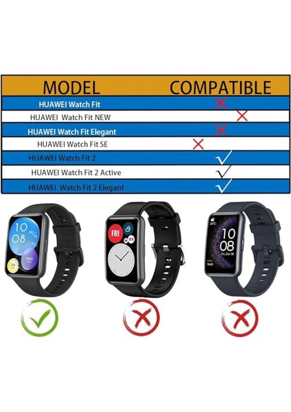 Huawei Watch Fit2 Uyumlu Kordon Liquid Silikon Ayarlanabilir Renkli Lansman Kordon