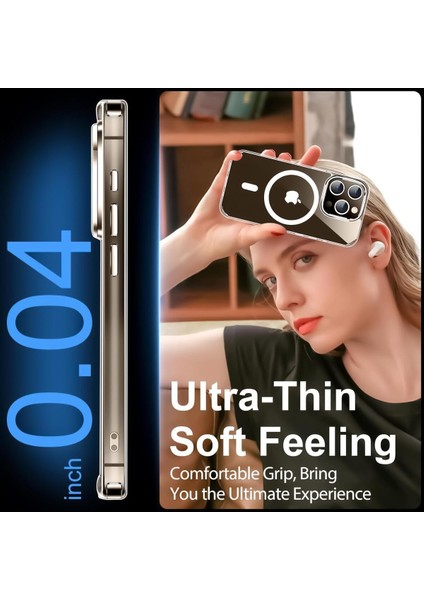 iPhone 15 Pro Max Uyumlu Kılıf Kamera Koruma Camı Ekran Koruyucu Şeffaf Magsafe Temperli Cam Koruma