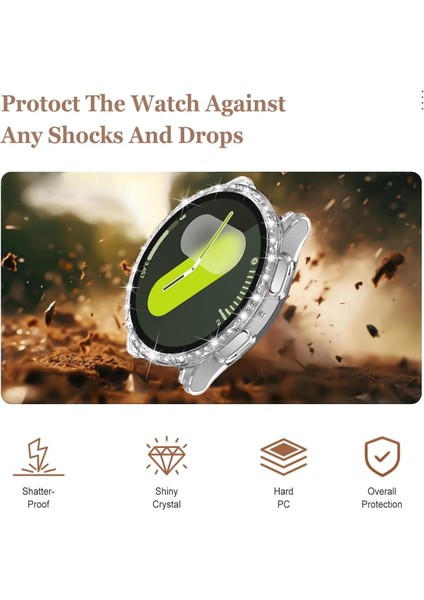 Samsung Galaxy Watch 4/5/6/7 40MM Uyumlu Kılıf Ekran ve Kasa Koruyucu Parlak Taşlı Kasa Koruma Guard modelleri