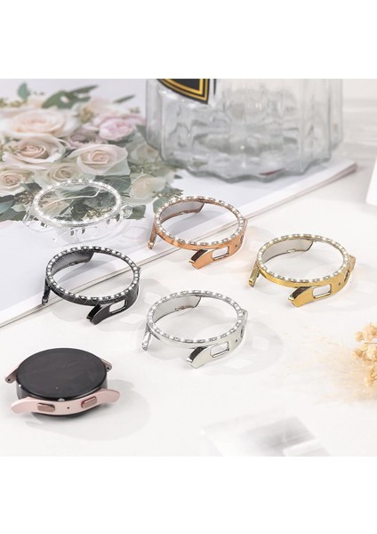 Samsung Galaxy Watch 4/5/6/7 40MM Uyumlu Kılıf Ekran ve Kasa Koruyucu Parlak Taşlı Kasa Koruma Guard