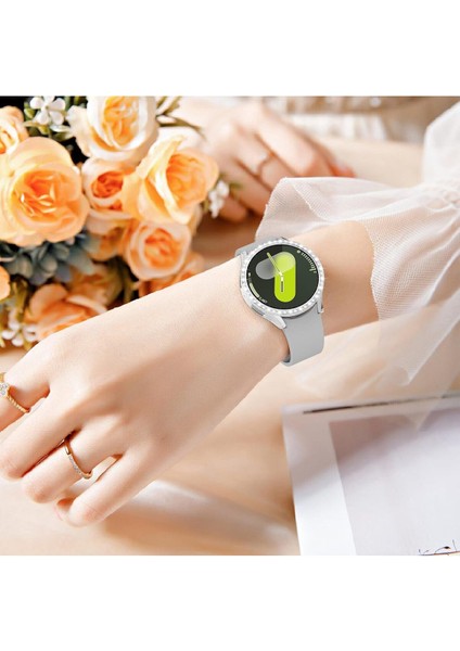 Samsung Galaxy Watch 4/5/6/7 40MM Uyumlu Kılıf Ekran ve Kasa Koruyucu Parlak Taşlı Kasa Koruma Guard