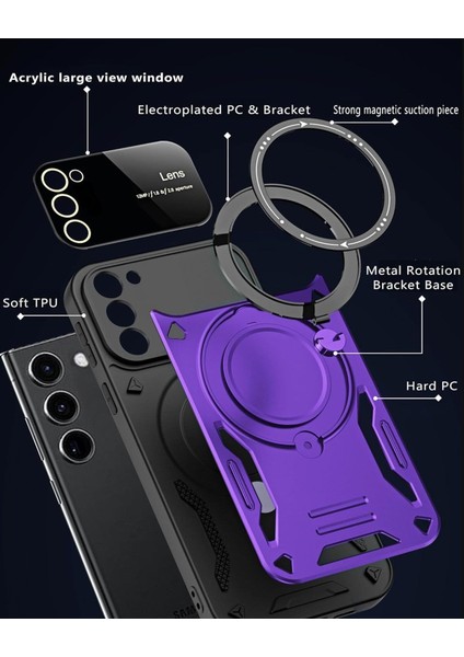Samsung Galaxy S23 Plus Uyumlu Kılıf Magsafe Standlı Kamera Lens Korumalı Dayanklı Renkli Tank Kapak fırsatları