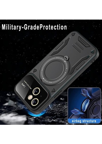 iPhone 15 Uyumlu Kılıf Magsafe Standlı Kamera Lens Korumalı Darbelere Dayanıklı Renkli Tank Kapak indirimleri