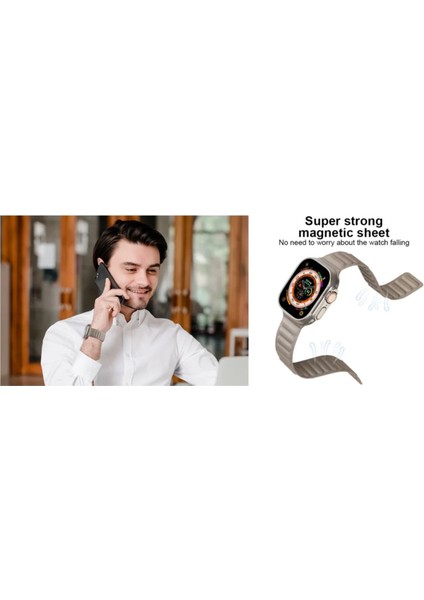 Apple Watch 9 8 7 6 5 4 3 2 1 Se 42MM/44MM/45MM/49MM Uyumlu Kordon Mıknatıslı Magnetli Deri Kordon fiyatları