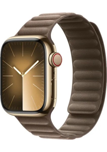 Apple Watch 9 8 7 6 5 4 3 2 1 Se 42MM/44MM/45MM/49MM Uyumlu Kordon Mıknatıslı Magnetli Deri Kordon