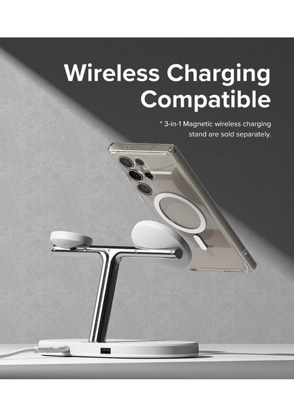 Samsung Galaxy S24 Ultra Uyumlu Kılıf Kamera Çıkıntılı Şeffaf Magsafe Kablosuz Şarj Destekli Kapak