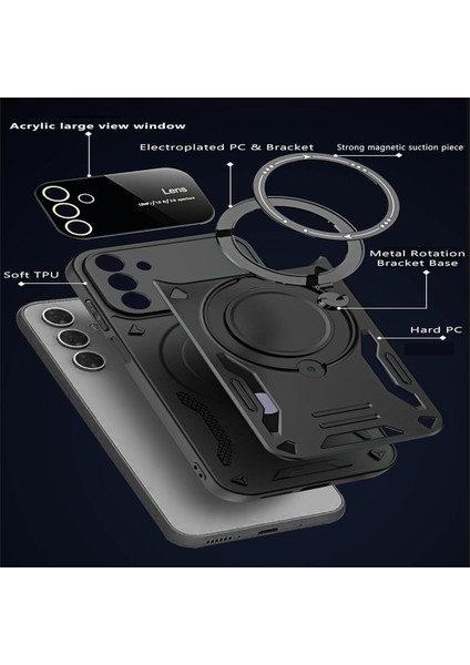 Samsung Galaxy A14 Uyumlu Kılıf Magsafe Standlı Kamera Lens Korumalı Dayanıklı Renkli Tank Kapak fırsatları