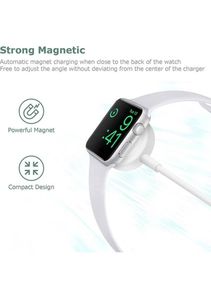 Apple Watch 9 8 7 6 5 4 3 2 1 Uyumlu Şarj Cihazı Manyetik Şarj Kablosu USB Kablo Şarj Aleti