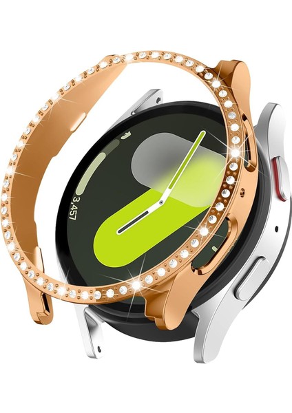 Samsung Galaxy Watch 4/5/6/7 40MM Uyumlu Kılıf Ekran ve Kasa Koruyucu Parlak Taşlı Kasa Koruma Guard