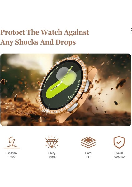 Samsung Galaxy Watch 4/5/6/7 40MM Uyumlu Kılıf Ekran ve Kasa Koruyucu Parlak Taşlı Kasa Koruma Guard modelleri