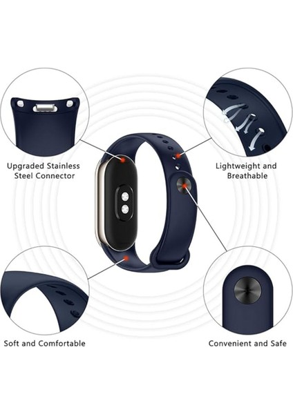 Xiaomi Mi Band 8 Uyumlu Kordon Liquid Silikon Ayarlanabilir Renkli Lekelere Dayanıklı Lansman Kordon