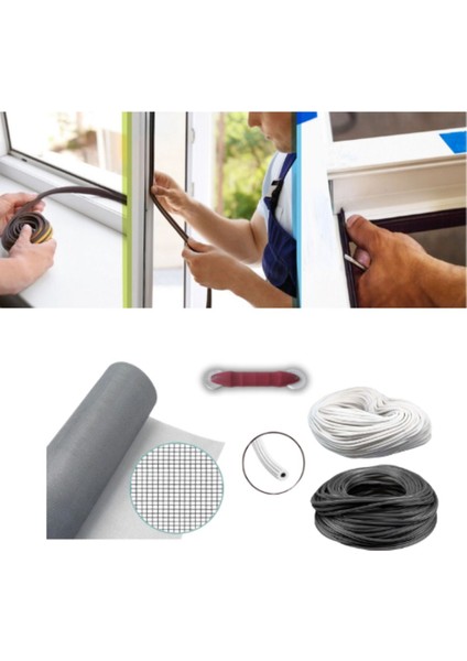 Netpen 3'lü Sineklik Seti 300X80 cm Tül, 15 Mt. Siyah Conta, Fitil Çekme Aparatı