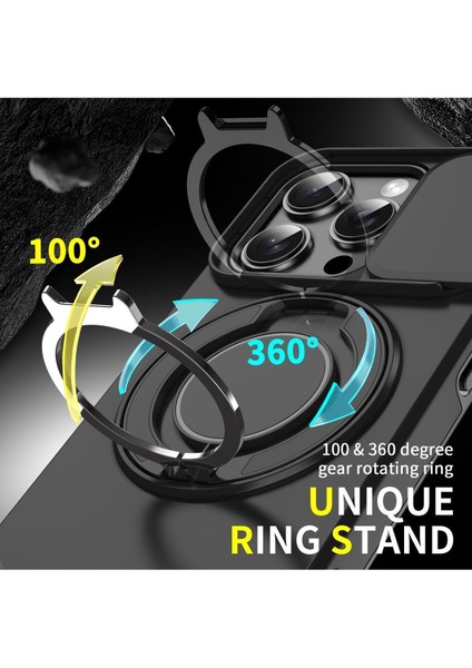 iPhone 14 Pro Max Uyumlu Kılıf Kamera Korumalı Sürgülü 360 Dönebilen Magsafe Stand Renkli Tank Kapak modelleri