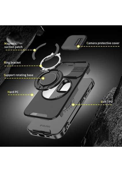 iPhone 14 Pro Max Uyumlu Kılıf Kamera Korumalı Sürgülü 360 Dönebilen Magsafe Stand Renkli Tank Kapak fırsatları