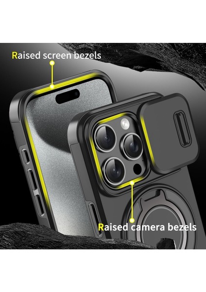 iPhone 14 Pro Max Uyumlu Kılıf Kamera Korumalı Sürgülü 360 Dönebilen Magsafe Stand Renkli Tank Kapak indirimleri