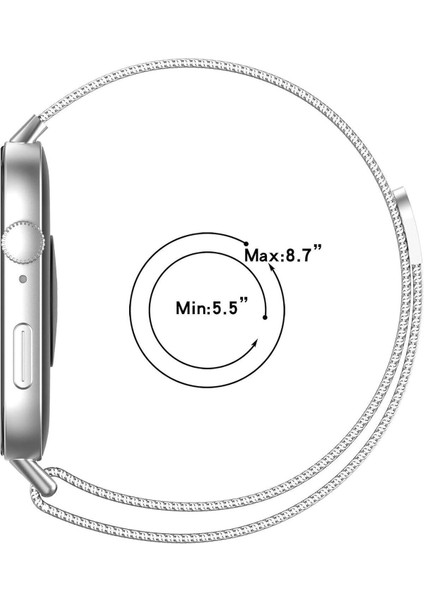 Huawei Watch Fit 3 Uyumlu Kordon Mıknatıslı Ayarlanabilir Paslanmaz Metal Kordon Örgü Hasır Kordon