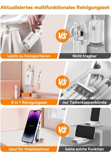 Çok Fonksiyonlu Katlanabilr Telefon Standı Telefon/airpods/kulaklk/pc/klavye Temizleme Temizlik Kiti