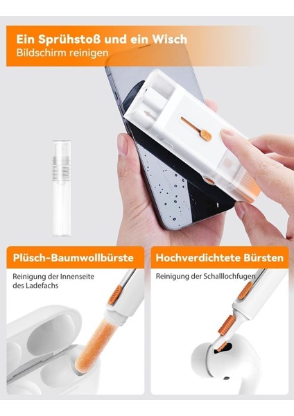 Çok Fonksiyonlu Katlanabilr Telefon Standı Telefon/airpods/kulaklk/pc/klavye Temizleme Temizlik Kiti