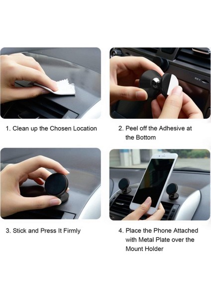Araç Içi Telefon Tutucu Tüm Modeller ile Uyumlu 360 Dönebilen Metal Mıknatıslı Telefon Tutucu
