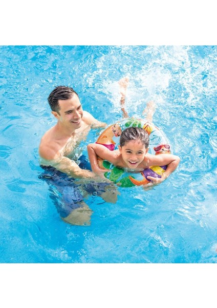 Gök Mavisi Çocuk Yüzme Simidi, Şeffaf Desenli, 61CM, Renkli, Eğlenceli ve Güvenli modelleri