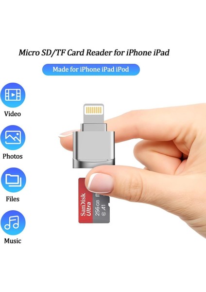 Lightning To Micro Sd/tf Card Reader Ipad/iphone 14/13/12/11/x/pro Max/plus Uyumlu Metal Çevirici modelleri