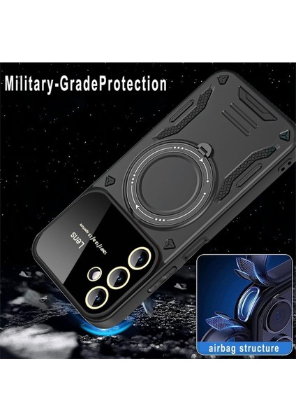 Tecno Spark Go 2023 Uyumlu Kılıf Magsafe Standlı Kamera Lens Korumalı Renkli Dayanıklı Tank Kapak