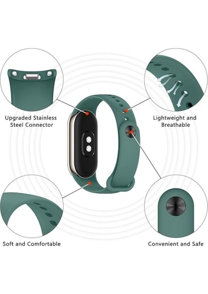 Xiaomi Mi Band 8 Uyumlu Kordon Liquid Silikon Ayarlanabilir Renkli Lekelere Dayanıklı Lansman Kordon