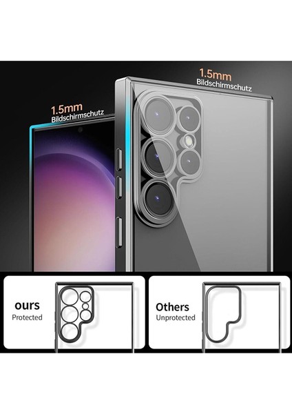 Samsung Galaxy S24 Ultra Uyumlu Kılıf Kenarları Renkli Kamera Korumalı Dayanklı Şeffaf Slikon Kapak modelleri