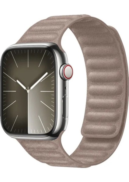 Apple Watch 9 8 7 6 5 4 3 2 1 Se 42MM/44MM/45MM/49MM Uyumlu Kordon Mıknatıslı Magnetli Deri Kordon