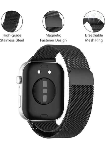 Huawei Watch Fit 3 Uyumlu Kordon Mıknatıslı Ayarlanabilir Paslanmaz Metal Kordon Örgü Hasır Kordon