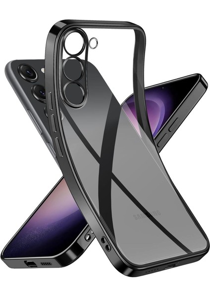 Samsung Galaxy A55 Uyumlu Kılıf Kenarları Renkli Kamera Korumalı Dayanıklı Şeffaf Silikon Kapak