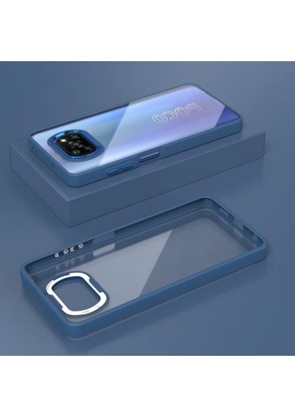 Xiaomi Poco X3 Uyumlu Kılıf Kamera Çıkıntılı Arkası Şeffaf Kenarları Renkli Silikon Kapak fiyatları