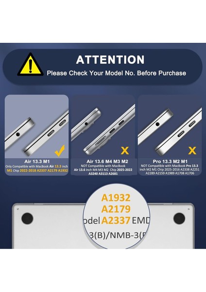 MacBook Air 13.6' A2681 M2 A3113 M3 Uyumlu Antishock Darbe Emici Koruyucu Kılıf Kasa Koruma fiyatları
