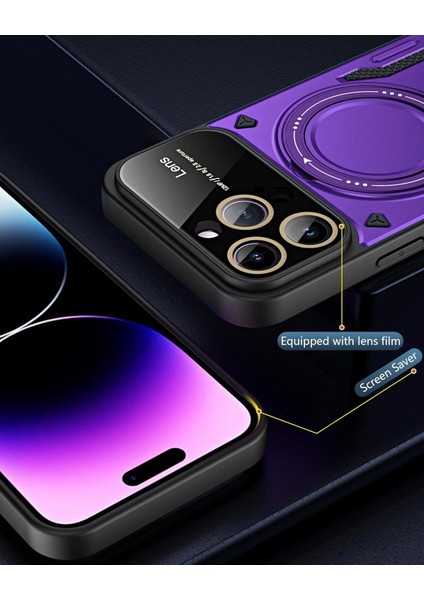 iPhone 14 Pro Max Uyumlu Kılıf Magsafe Standlı Kamera Lens Korumalı Dayanıklı Renkli Tank Kapakk fırsatları