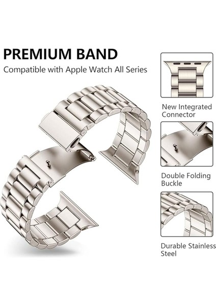 Apple Watch 9 8 7 6 5 4 3 2 Se 42MM/44MM/45MM/49MM Uyumlu Kordon Ayarlanablir Parlak Metal Paslanmaz fiyatları