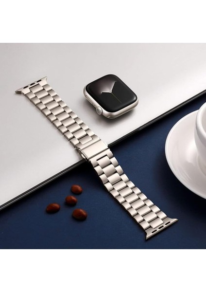 Apple Watch 9 8 7 6 5 4 3 2 Se 42MM/44MM/45MM/49MM Uyumlu Kordon Ayarlanablir Parlak Metal Paslanmaz modelleri