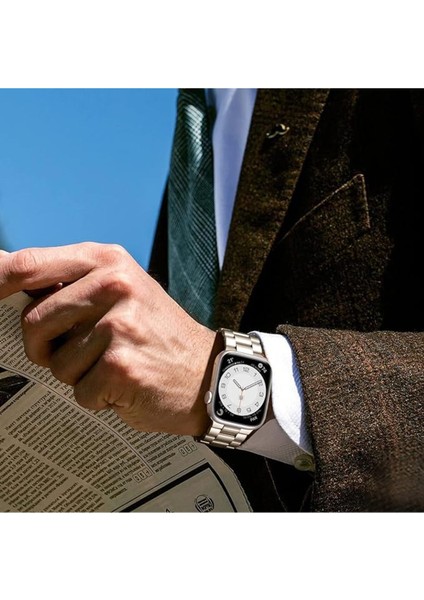 Apple Watch 9 8 7 6 5 4 3 2 Se 42MM/44MM/45MM/49MM Uyumlu Kordon Ayarlanablir Parlak Metal Paslanmaz fırsatları