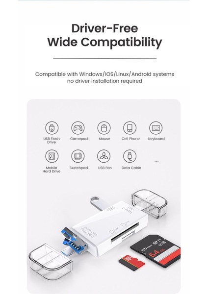 Ipad/macbook/iphone 15/15 Plus/15 Pro Max Uyumlu Type-C To Usb/micro Sd Card Reader Okuyucu Çevirici