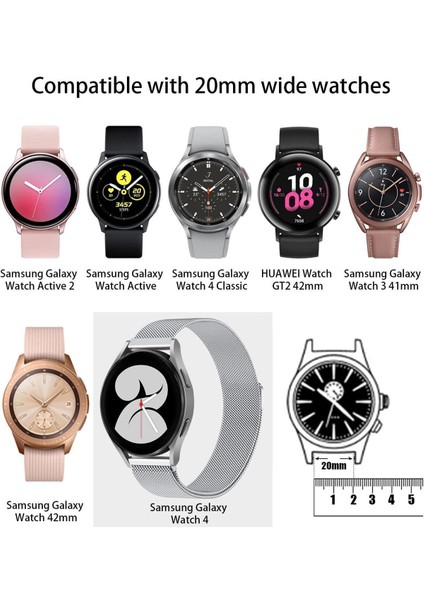 Huawei Watch GT/GT2E/GT2/GT2 Pro/gt3/gt3 Pro/gt4 46MM Uyumlu Kordon Mıknatıslı Parlak Ince Metal