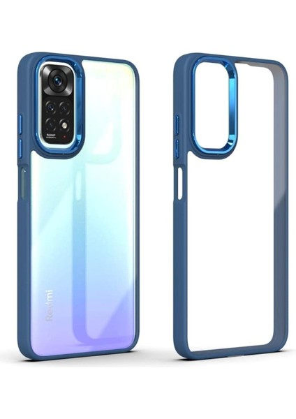 Xiaomi Redmi Note 11S Uyumlu Kılıf Kamera Çıkıntılı Arkası Şeffaf Kenarları Renkli Silikon Kapak