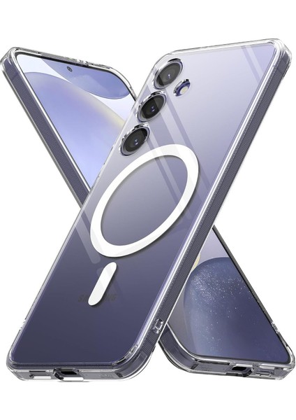 Samsung Galaxy S24 Uyumlu Kılıf Kamera Çıkıntılı Şeffaf Magsafe Kablosuz Şarj Destekli Kapak