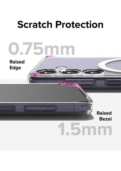 Samsung Galaxy S24 Uyumlu Kılıf Kamera Çıkıntılı Şeffaf Magsafe Kablosuz Şarj Destekli Kapak