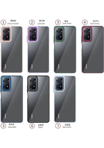 Xiaomi Redmi Note 11S Uyumlu Kılıf Kamera Çıkıntılı Arkası Şeffaf Kenarları Renkli Silikon Kapak