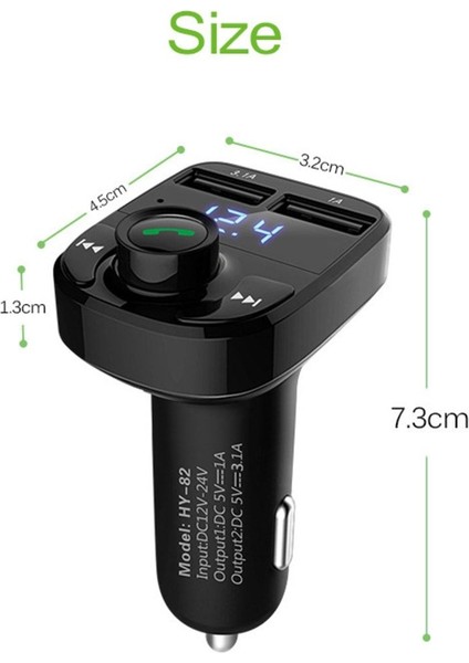 Araç Fm Transmitter 5.0 Bluetooth Araç Kiti USB Mp3 Sd Kart Flash Için Uygun Çakmaklık Girişli