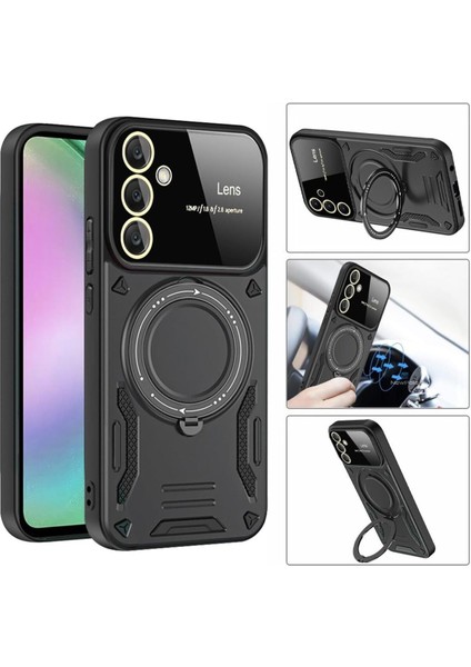 Samsung Galaxy A56 Uyumlu Kılıf Magsafe Standlı Kamera Lens Korumalı Dayanıklı Renkli Tank Kapak modelleri