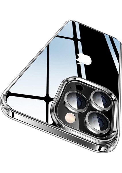 iPhone 13 Pro Uyumlu Kılıf Kamera Çıkıntılı Metal Hoparlör Filtreli Ultra Korumalı Şeffaf Kapak