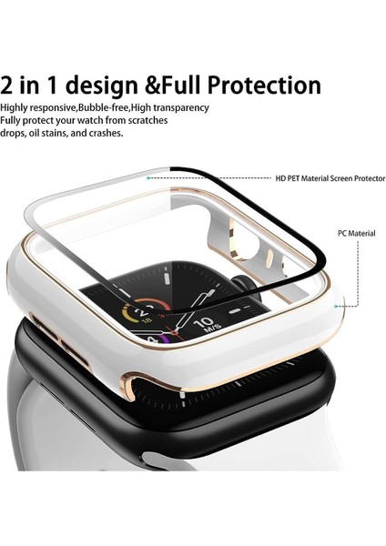 Apple Watch Se 6 5 4 40MM Uyumlu Kılıf Ekran ve Kasa Koruyucu Tam Kaplayan Parlak Watch Kasa Koruma