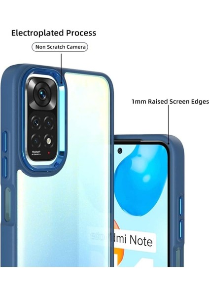Xiaomi Redmi Note 11S Uyumlu Kılıf Kamera Çıkıntılı Arkası Şeffaf Kenarları Renkli Silikon Kapak