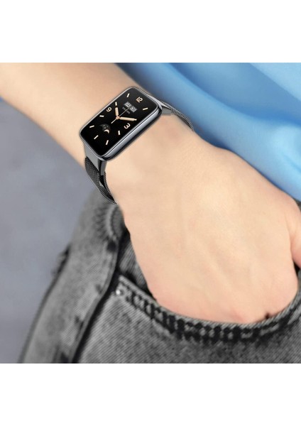 Xiaomi Mi Band 7 Pro Uyumlu Kordon Ayarlanabilir Mıknatıslı Metal Hasır Manyetik Paslanmaz Kordon