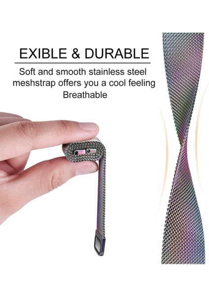 Xiaomi Mi Band 7 Pro Uyumlu Kordon Ayarlanabilir Mıknatıslı Metal Hasır Manyetik Paslanmaz Kordon